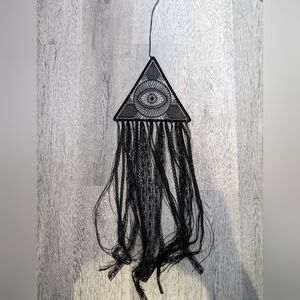 Black Evil Eye Dreamcatcher Goth Wall Decor Witchy Boho Lace Hanging Spooky Room